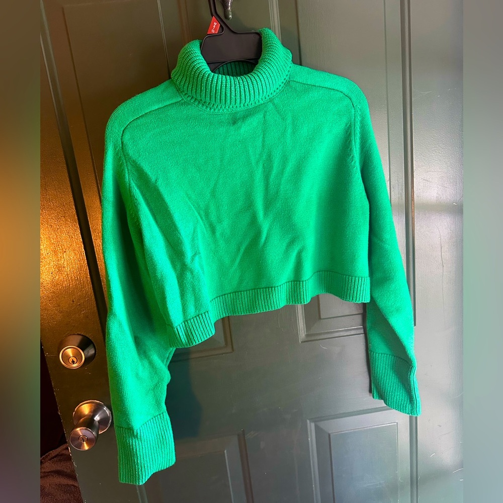 Zara Vibrant Green Cowl Neck Sweater